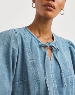 Tiered Smock Denim Dress| Light Blue -Trendy Rae Sales y01tt720707w