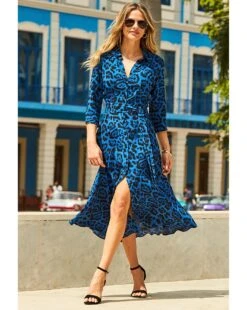Sosandar Belted Midi Shirt Dress| Blue -Trendy Rae Sales y01tv167501c