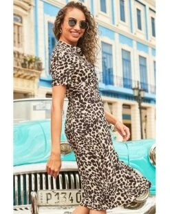 Sosandar Leopard Print Midi Shirt Dress| Multi -Trendy Rae Sales y01tv307502s