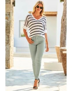 Sosandar Striped Tab Sleeve Linen T-Shirt| Black/White 11 Sosandar Striped Tab Sleeve Linen T-Shirt| Black/White -Trendy Rae Sales y01tv322504s