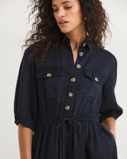 French Connection Elkie Twill Dress| Blue -Trendy Rae Sales y01ux422742w