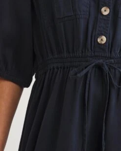 French Connection Elkie Twill Dress| Blue -Trendy Rae Sales y01ux422743w