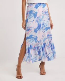 French Connection Dalla Verona Crepe Split Skirt| Blue 9 French Connection Dalla Verona Crepe Split Skirt| Blue -Trendy Rae Sales y01ux457732w