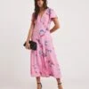 French Connection Eugie Deph V Neck Dress| Pink