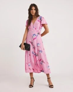 French Connection Eugie Deph V Neck Dress| Pink