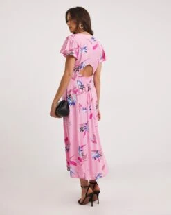 French Connection Eugie Deph V Neck Dress| Pink -Trendy Rae Sales y01ux472732w