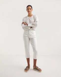 White 24/7 Crop Jeans| White