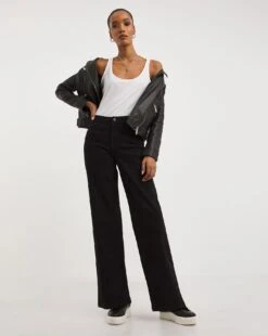 24/7 Black Wide Leg Jeans| Black