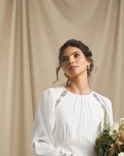 Joanna Hope Ivory Embellished Bridal Midi Dress| Ivory -Trendy Rae Sales y01wi495501w