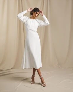 Joanna Hope Ivory Embellished Bridal Midi Dress| Ivory