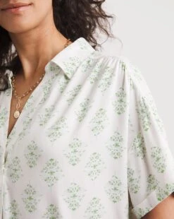 Viscose Twill Relaxed Shirt Dress| Green Print -Trendy Rae Sales y01wm137754w