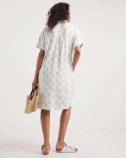 Viscose Twill Relaxed Shirt Dress| Green Print -Trendy Rae Sales y01wm137755w