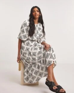 Crinkle Tiered Smock Dress With Puff Sleeves| Monochrome 8 Crinkle Tiered Smock Dress With Puff Sleeves| Monochrome -Trendy Rae Sales y01wm331731w