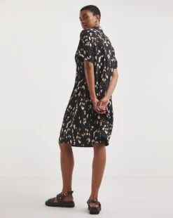Viscose Twill Relaxed Shirt Dress| Black Print -Trendy Rae Sales y01wm633722w