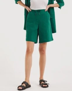 Cheesecloth Tie Waist Shorts| Evergreen -Trendy Rae Sales y01xl034721w