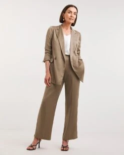 Truffle Satin Wide Leg Trousers| Truffle