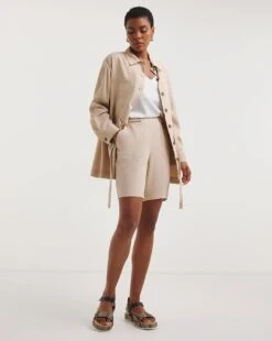 Stone Twill Bermuda Shorts| Stone