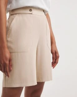 Stone Twill Bermuda Shorts| Stone -Trendy Rae Sales y01xl139722w