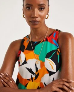 Soft Touch Jersey Midi Dress With Side Slits| Multi Print -Trendy Rae Sales y01yc769706w