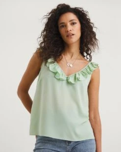 French Connection Recycled Crepe Sleeveless Cami| Mint