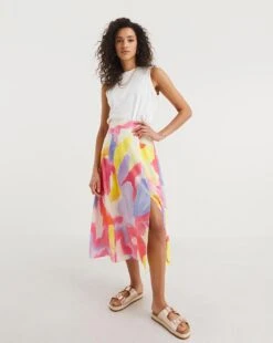 French Connection Isadora Faron Drape Sun Skirt| Multi