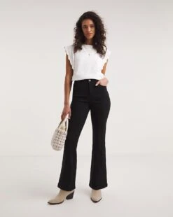 Kim Black High Waist Super Soft Bootcut Jeans| Black