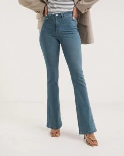 Kim Mid Blue High Waist Super Soft Bootcut Jeans| Mid Blue -Trendy Rae Sales y01yy931736w