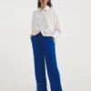 Blue Relaxed Scuba Crepe Pull On Wide Leg Trouser| Blue -Trendy Rae Sales y01zh061745w