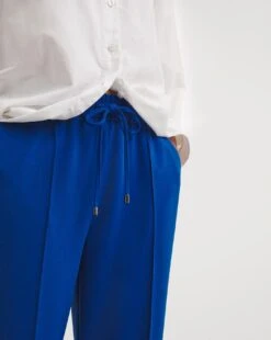 Blue Relaxed Scuba Crepe Pull On Wide Leg Trouser| Blue -Trendy Rae Sales y01zh061747w