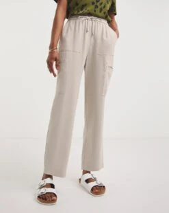 Stone Premium Soft Pull On Cargo Detail Trouser| Stone -Trendy Rae Sales y01zh084720w