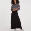 Black Stretch Jersey Maxi Skirt| Black