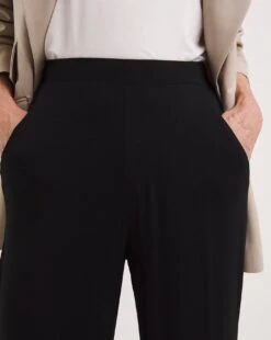Black Stretch Jersey Wide Leg Trousers| Black -Trendy Rae Sales y01zh185736w