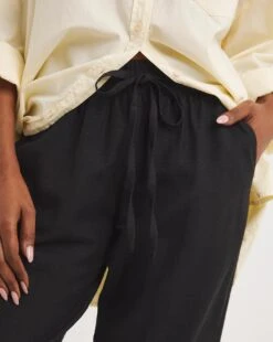 Black Linen Mix Tapered Trousers| Black -Trendy Rae Sales y01zh217747w