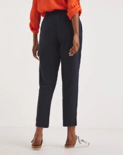 Navy Linen Mix Tapered Trousers| Navy -Trendy Rae Sales y01zh219748w