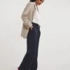 Navy Relaxed Scuba Crepe Pull On Wide Leg Trousers| Navy Blue -Trendy Rae Sales y01zh356745w