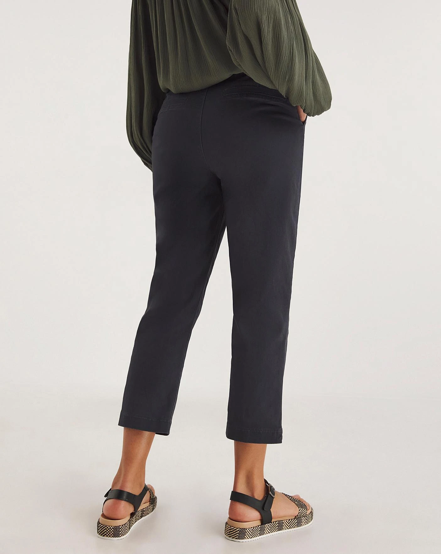 Navy Stretch Chino Cropped Trousers| Navy 6 Navy Stretch Chino Cropped Trousers| Navy - Image 4