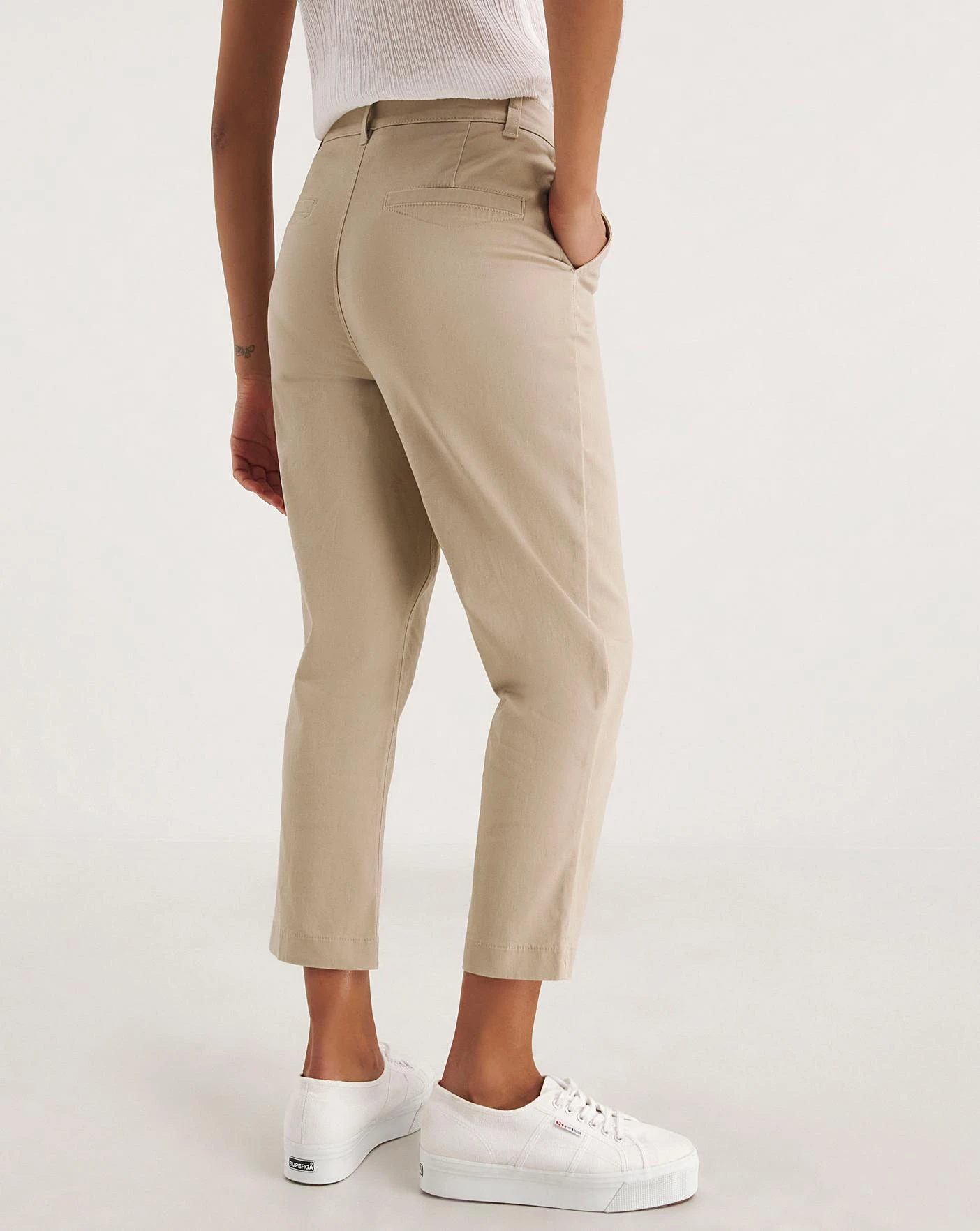 Stone Stretch Chino Cropped Trousers| Stone 4 Stone Stretch Chino Cropped Trousers| Stone - Image 2