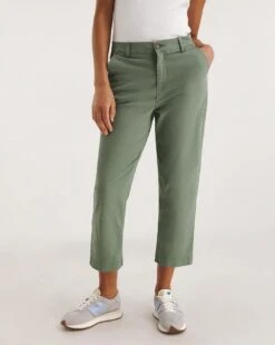 Khaki Stretch Chino Cropped Trousers| Khaki -Trendy Rae Sales y01zh392726w