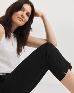 Black Stretch Chino Cropped Trousers| Black -Trendy Rae Sales y01zh393731w