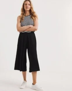 Black Stretch Jersey Culottes| Black