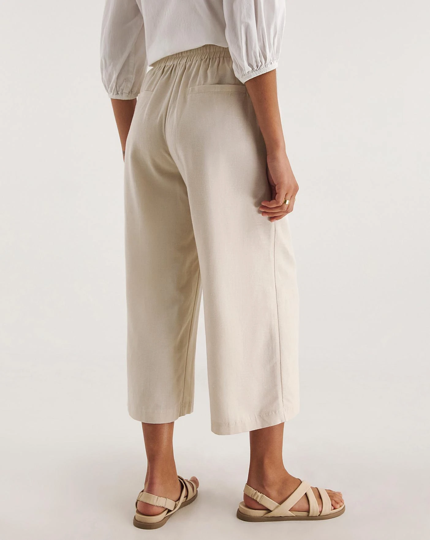 Sand Linen Mix Wide Leg Culottes| Sand 6 Sand Linen Mix Wide Leg Culottes| Sand - Image 4