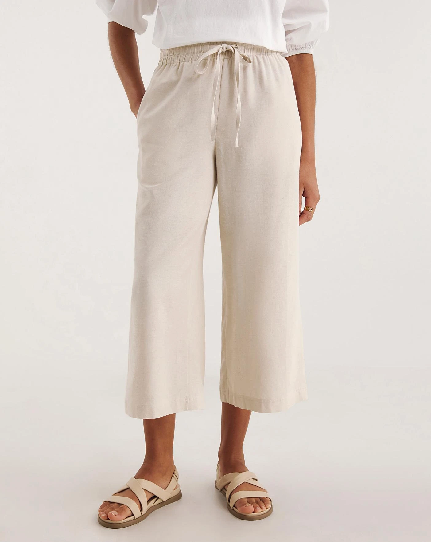 Sand Linen Mix Wide Leg Culottes| Sand 4 Sand Linen Mix Wide Leg Culottes| Sand - Image 2