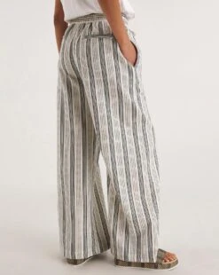 Mono Yarn Dyed Stripe Linen Mix Wide Leg Trousers| Yarn Stripe -Trendy Rae Sales y01zh879736w