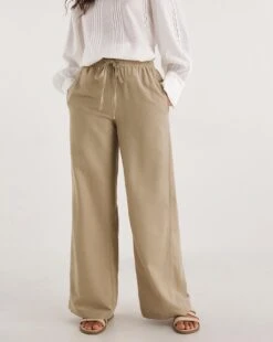 Truffle Linen Mix Wide Leg Trousers| Truffle -Trendy Rae Sales y01zh916735w