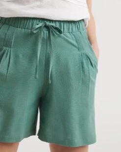 Misty Blue Linen Mix Pleat Detail Shorts| Misty Blue -Trendy Rae Sales y01zh957720w