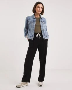 Premium Lyocell Tie Waist Wide Leg Trouser| Black