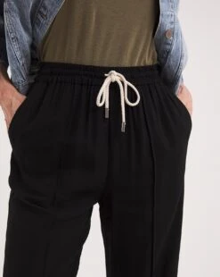 Premium Lyocell Tie Waist Wide Leg Trouser| Black -Trendy Rae Sales y01zi998738w