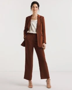 Cognac Wide Leg Trousers| Cognac