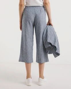 Blue Stripe Linen Straight Leg Culotte| Blue Stripe -Trendy Rae Sales y01zv907754w