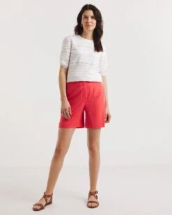 Coral Linen Bermuda Shorts| Coral 10 Coral Linen Bermuda Shorts| Coral -Trendy Rae Sales y01zv962736w